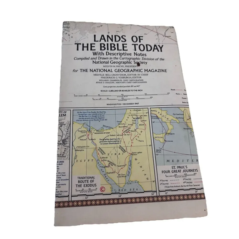 Vtg Lot 1967 Lands Of The Bible Today National Geographic Jerusalem Map Atlas